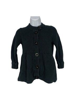 American Eagle Outfitters Womens M Textured Knit Button-Up Cardigan Black Cotton
